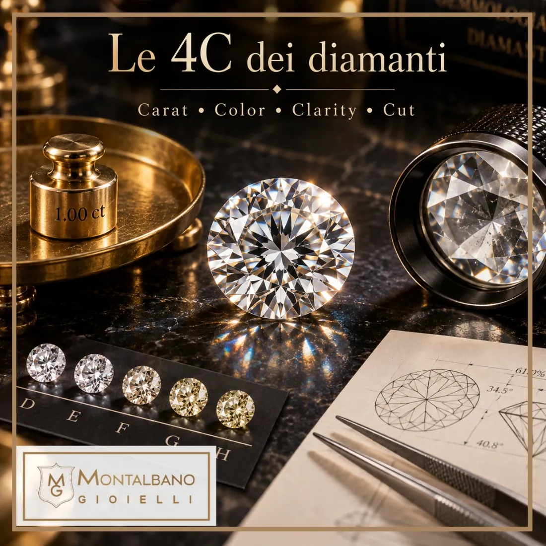4C dei diamanti: carato, colore, purezza e taglio